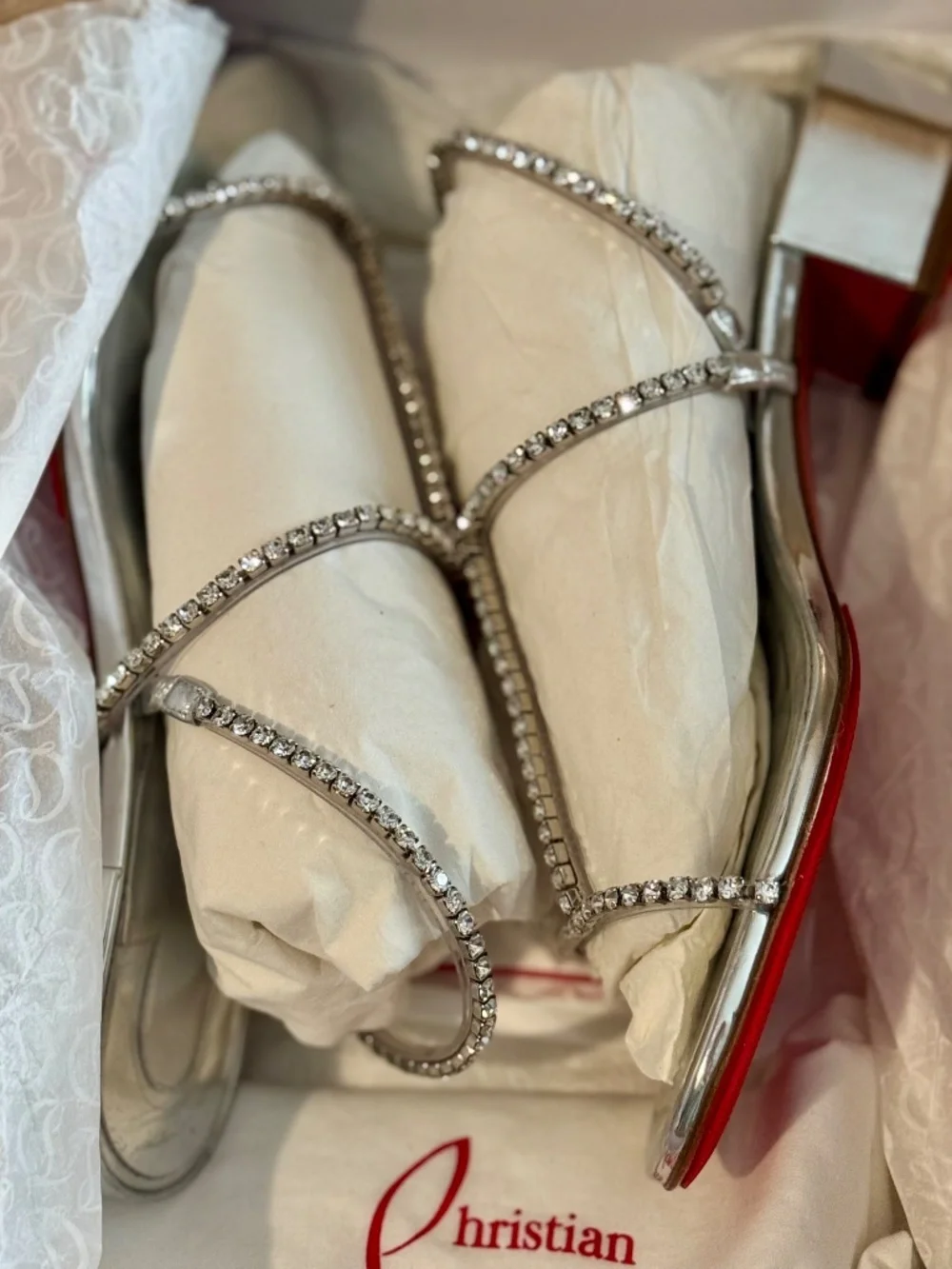 Christian Louboutin 39 Silver Sandals - Picture 4 of 5